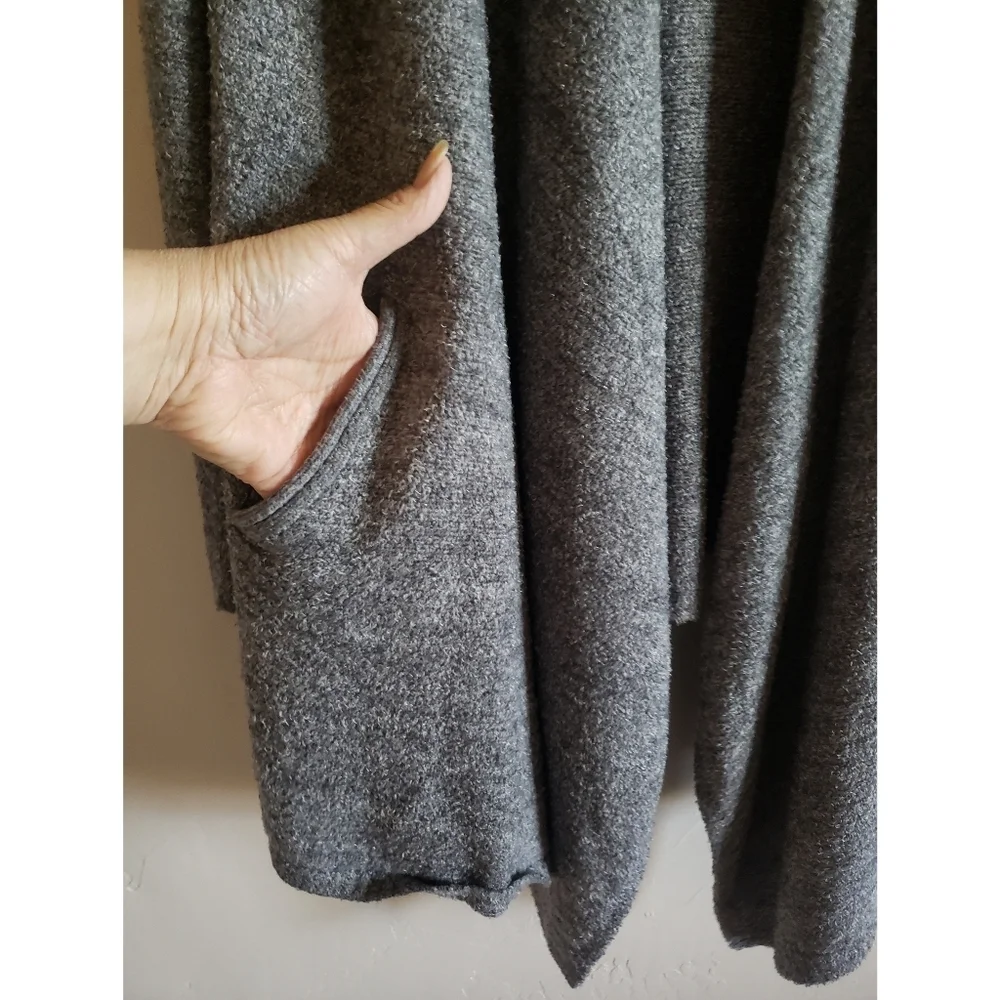 Barefoot Dreams Cardigan Womens L/XL Gray Draped COZYCHIC Lite Warm Sweater